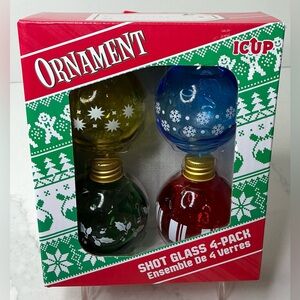 ICUP Ornament Shot Glasses 4 Pack 1.35OZ/40ML HOLIDAY FUN Christmas Decorations